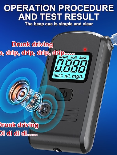  Etilometro digitale professionale portatile, tester di alcol ad alta precisione per uso personale, risultati accurati del tasso alcolemico con display LCD, 3 unità di misura %alcolemia g/l mg/l