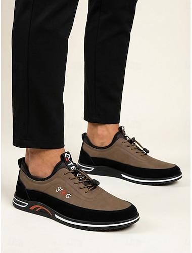  Herenschoenen van bruin en zwart imitatieleer voor een bruiloft, casual lage schoenen voor formele gelegenheden
