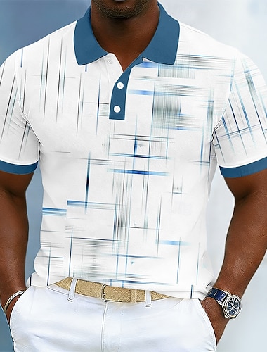  Miesten Geometrinen Havaijilaiset poolopaidat Lyhythihainen Poolopaidat Kauluspaidat Vapaa-aika Urheilu- ja treenivaatteet Arki-asut Lomavaatteet 3D-tulostus Napit Hengittävä verkkokangas Kevät kesä