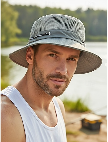  Ademende, lichtgewicht polyester bucket hat voor heren, verkrijgbaar in diverse kleuren, sneldrogende outdoor zonnehoed voor strandvakanties, vissen, wandelen en dagelijks gebruik.