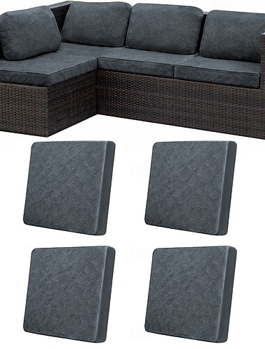  Conjunto de 4 capas elásticas para almofadas de pátio, capas de reposição para sofá de exterior. &Capas protetoras para sofás, capas para almofadas de móveis de jardim, protetores de móveis laváveis e