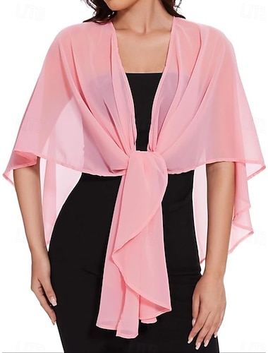  Sjale Shrug Mors wraps Brudeomslag Bryllupsgjestens wraps Elegant damer Formell Stil Ermeløs Chiffon Bryllup Wrap Med Ren Farge Til Daglig Vår sommer