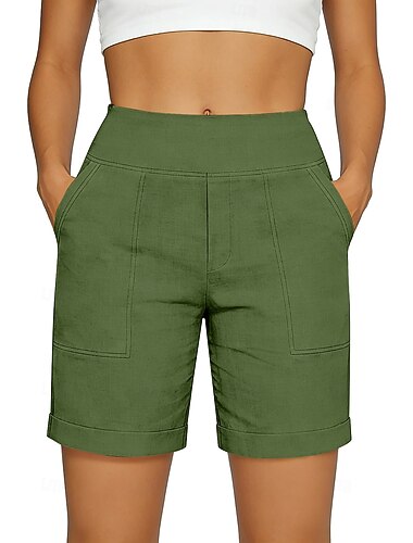  Női Bermuda nadrág Szabadság Alap Rövid Közepes csípő Nem elasztikus Napi Otthon Medence lilásvörös Fekete Fehér Nyár Tavasz