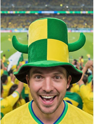  Oversized polyester hoed voor heren met vlagmotief, opvallend ontwerp, kleuren van meerdere landen, leuk &Uitgesproken stijl, perfect voor het aanmoedigen van voetbalfans, supporters en