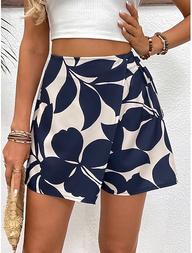  Dámské Tepláky Kalhoty chinos Skort prázdniny Šik ven Na běžné nošení Krátký Vysoký pas Květinový Tisk Pohodlný Yumuşak Pohodlné Lehce elastické Venkovní Dovolená ulice Námořnická modř Léto Jaro