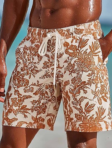  Homme Bohème Feuille de palmier Plantes Tropicales Maillots de bain Maillots de bain shorts de bain Shorts de Surf Taille Moyenne Hawaïen Vacances à la Plage Poches Latérales doublure en maille