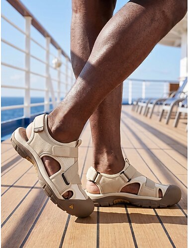  Herr minimalist Ledigt Utomhus Ö och kryssning PU Läder Halksäker Magisk tejp Kaki Beige Sommar Vår Alla årstider