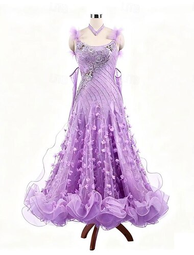  Ballroomdansen Kleding Strass Plooien Pure Kleur Uniseks Feest Opleiding Prestatie Mouwloos Hoog Spandex Polyester