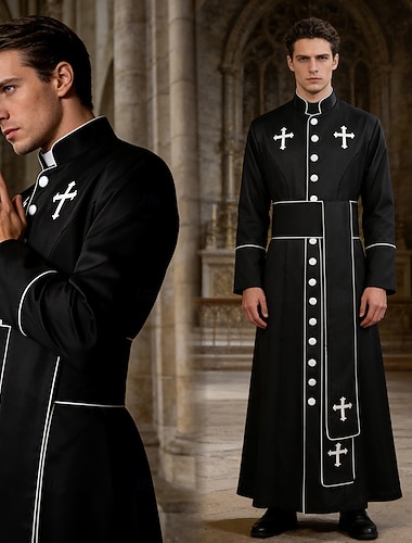  Middeleeuws Renaissance Jas Fancy kostuum Lange Mouwen Priester Kostuum Voor heren Halloween Carnaval Prestatie LARP Ren Faire Volwassenen Jas