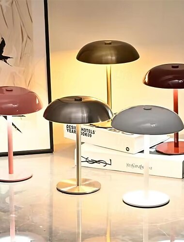  Tafellamp met paddenstoelvormige verlichting, 3 kleuren, aanraakbediening, oogvriendelijk licht, metalen nachtlampje, traploos dimbaar, antislip onderkant, 1 stuk