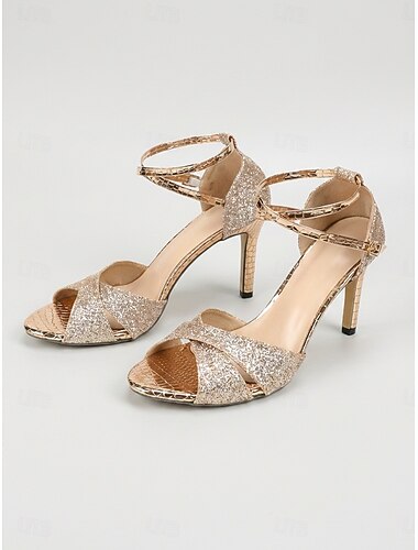  Dame vintage sandaler med guldhæl fra 1920'erne i Great Gatsby-stil - elegante metalliske stilettoer med remme og krydsdetaljer til flapperfester og bryllupper &glamourøse aftenarrangementer