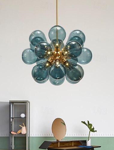  Luminária pendente pós-moderna, lustre de vidro "feijão mágico" com 18 luzes coloridas, ideal para sala de estar e quarto, 110-240V.
