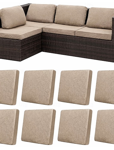  Conjunto de 8 capas elásticas para almofadas de pátio, capas impermeáveis de substituição para sofá externo. &Capas protetoras para sofás, capas para almofadas de móveis de jardim, protetores de