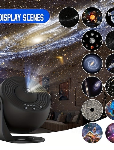  13-i-1 planetarium galakseprojektor, HD-stjerneprojektor nattlys for soverom, 360° roterende stjernehimmelprojektor med 13 visningsscener &Timer, solsystem-tåkelys for barn og voksne, gave