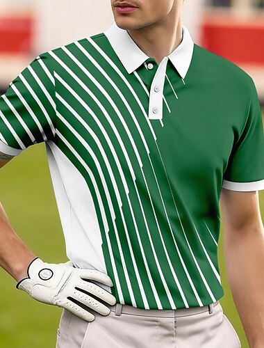  Voor heren Meetkundig Golf Sport Poloshirts Korte mouw Poloshirt Overhemden met kraag Casual Sportkleding Knop Ademend gaas Lente zomer blauw Marineblauw Paars