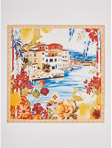  Santorinin kesäinen hulmuava sifonkineliöhuivi