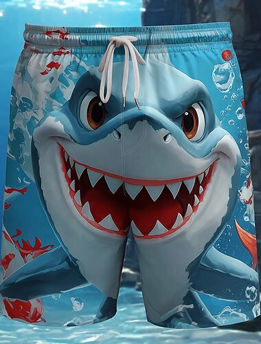  Pánské Žralok Legrační kreslená zvířata Plavecké trenýrky Plavky a plavecké kraťasy Surfovací šortky Středně vysoký pas Havajské Plážová dovolená Boční kapsy Podšívka ze síťoviny Elastická šňůrka v
