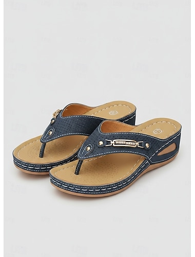  Sandalias de cuña cómodas para mujer, con plataforma acolchada, sin cordones, para caminar en la playa en verano.