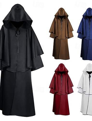  Retro vintage Punk & Gothic Middeleeuws kapmantel Omslagdoeken Ranger Elf Effen Kostuum Voor heren Dames Viking Fantasie Halloween Carnaval Maskerade Feest / Uitgaan Volwassenen Mantel