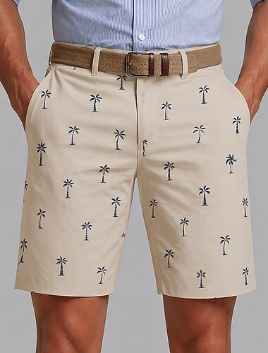  Herr Kokosnötsträd Tropiska växter Bermudashorts Casual shorts Golfshorts Medium Midja Hawaiisk Arbete Strand Utomhussport Shorts med platta framtill och fyra fickor Designer Kläder