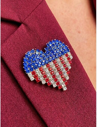 Damesbroche van legering met strass-steentjes in de vorm van de Amerikaanse vlag, een patriottische reversspeld in verschillende stijlen voor de viering van het 250-jarig bestaan van de VS,