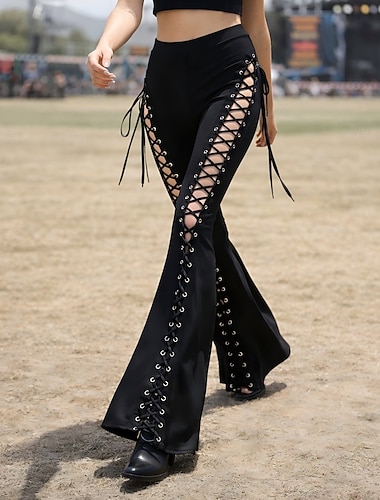  Punk & Gotico Pantaloni a zampa d'elefante Pantaloni a zampa Allacciato Costume Per donna Halloween Carnevale Festival Musicale Feste Adulti Pantaloni