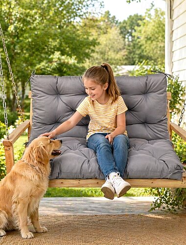  כריות נדנדה למרפסת, כריות פטיו כריות כיסא נדנדה עמידות למים ל-2-3 מושבים לריהוט חוץ, כריות נדנדה חיצוניות מעבות 4 אינץ', לגינת פטיו חיצונית