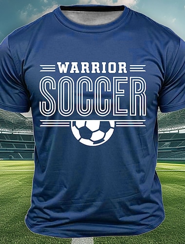  Coppa internazionale di calcio 2026, torneo globale di calcio, maglietta da uomo Warrior Soccer con grafica testuale, mezza palla, sportiva, atletica, per tifosi, maniche corte, girocollo, vestibilità