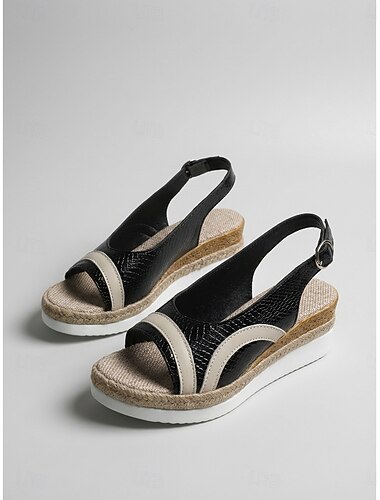  Espadrilles met sleehak voor dames – zomerse slingback schoenen met open teen en gevlochten zool, casual chique stijl voor eilandvakanties, strandreizen en resortkleding.