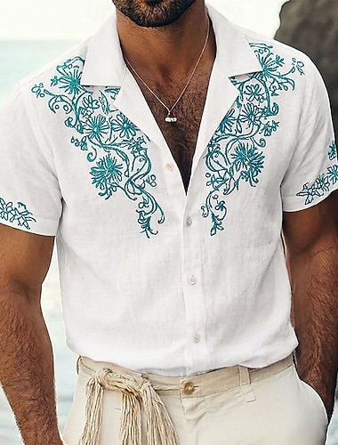 Per uomo Stampa Floreale Fiori Camicia Camicia con Bottoni Camicia con collo camp Maniche Corte Vintage Retrò Casual Quotidiano Vacanza al Mare Estate Primavera Colletto cubano Stampa 3D Camicia tipo