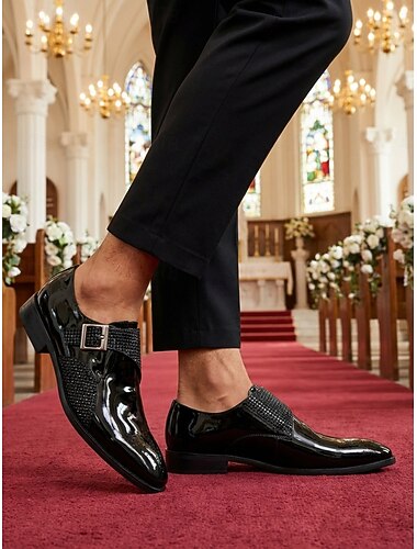  Chaussures habillées Oxford en cuir noir haut de gamme pour hommes, chaussures classiques et formelles pour mariages, affaires et occasions spéciales.