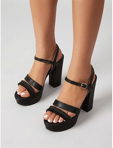  صنادل نسائية بكعب عريض ومنصة، أحذية رسمية بكعب عالٍ وحزام للكاحل مناسبة لحفلات الكوكتيل وحفلات التخرج &فعاليات مسائية