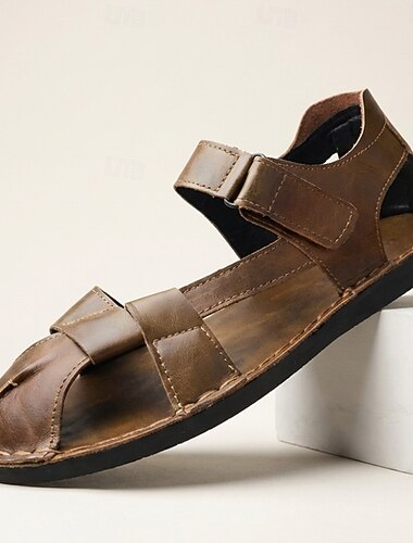  Brązowe sandały rybackie męskie z odkrytymi palcami, lekkie i wygodne obuwie outdoorowe na podróże, wakacje, do noszenia w kurorcie i na co dzień