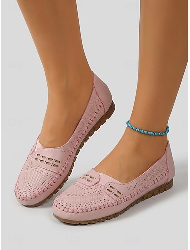  mocassini da donna rosa mocassini da guida – mocassini traspiranti traforati, comode scarpe slip-on con cuciture a mano per lavoro casual, camminate &abbigliamento quotidiano