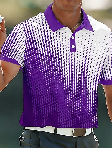  Voor heren Meetkundig Golf Sport Poloshirts Korte mouw Poloshirt Overhemden met kraag Casual Sportkleding Knop Ademend gaas Lente zomer blauw Paars Oranje