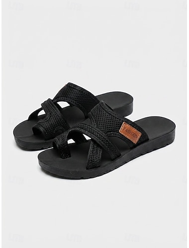  sandali infradito da donna in rete traspirante nera con cinturini incrociati e suola ammortizzata – calzature estive leggere per la spiaggia, le passeggiate e l'abbigliamento casual