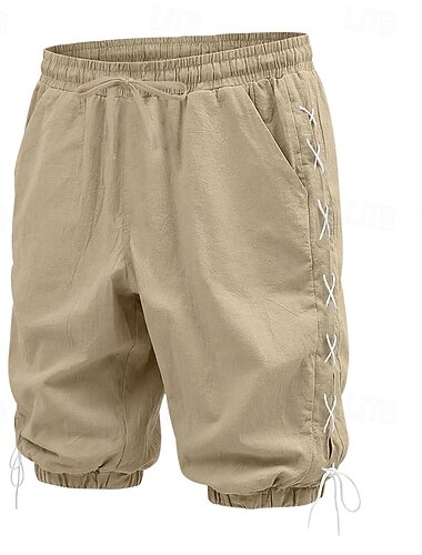  Herren Shorts Leinenshorts Sommershorts Strandshorts Freizeitshorts Kordelzug Elastischer Bund Einfach Komfort Atmungsaktiv Wadenlang Outdoor Ferien Alltagskleidung Mode Klassicher Stil Blau Schwarz
