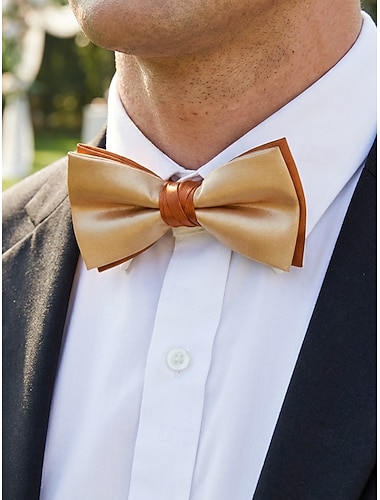  Dubbellaagse vlinderdas voor heren, gemaakt van polyester, verkrijgbaar in meerdere kleuren, verstelbare lengte, een elegant accessoire voor bruiloften en formele diners.