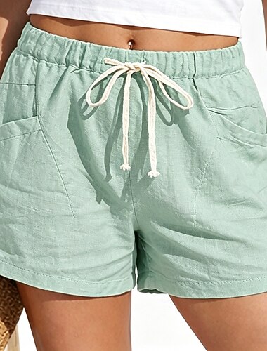  Per donna Shorts Pantaloncini Estivi Shorts da Spiaggia Pantaloncini casual Vacanza Moda Casual Quotidiano Corto Vita Alta Tinta unica Semplice Coulisse Tasca Fascia Elastica Comodità Morbido