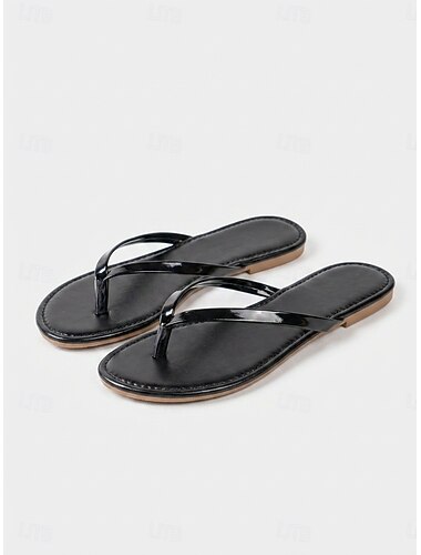  flip flops för kvinnor med metallband – minimalistiska strandsandaler med vadderade sula, avslappnad sommarstil för semester, pool och vardagsbruk