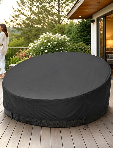  överdrag till uteplatsmöbler runt sängöverdrag, 420d vattentätt sängöverdrag med axelrem och handtag, runt vindskyddande överdrag