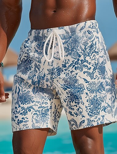  Homme Feuille Bohème Plantes Tropicales Maillots de bain Maillots de bain shorts de bain Shorts de Surf Taille Moyenne Hawaïen Vacances à la Plage Poches Latérales doublure en maille Taille élastique