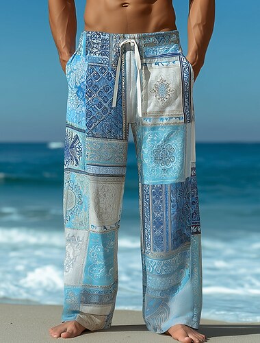  Homme Bohème Patchwork Floral complexe Pantalons Pantalon décontracté Pantalons Amples Taille Moyenne Ethnique Vintage Rétro Maison Extérieur Vacances Poches Latérales in in france they say Pontalon