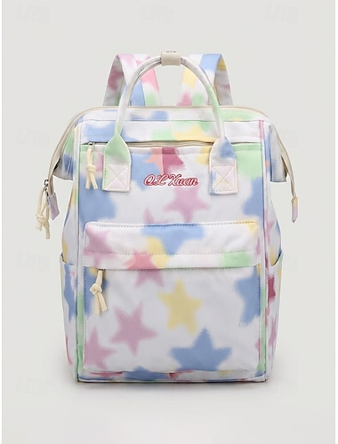  Meisjes tie-dye sterprint rugzak lichte pastel schooltas voor reizen de middelbare school en dagelijks gebruik