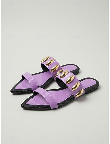  Sandales plates métallisées dorées pour femmes - à enfiler, bout ouvert, idéales pour un dîner de vacances &chaussures de soirée de villégiature