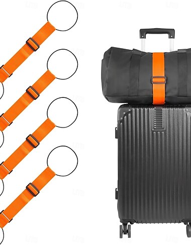  4個入りの丈夫な調節可能な荷物コネクターストラップ、バッグ用荷物ストラップ、調節可能なバンジー伸縮ベルトで2つのスーツケースを接続し、機内持ち込みを安全に &旅行の必需品