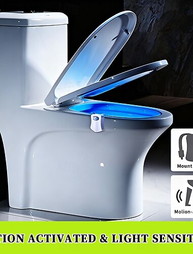  Veilleuse LED 16 couleurs avec détecteur de mouvement, lampe de couvercle de toilette rechargeable par USB, lampe de salle de bain suspendue créative avec détecteur de mouvement, lampe d'ambiance à