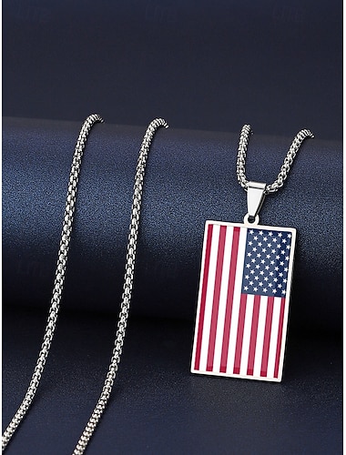  Herenketting met roestvrijstalen vlaghanger, ketting met de nationale vlaggen van verschillende landen, perfect voor voetbalwedstrijden, als aanmoediging voor voetbalfans, in het stadion, als casual sportkleding en voor dagelijks gebruik.