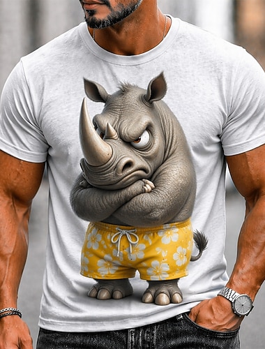  Férfi Állat Vicces Póló Rövid ujjú póló 3D nyomtatás Terített nyak Ing Túlzott Dizájn Parti Szabadság Medence Fekete Fehér Nyár Tavasz Ruházat S M L XL XXL XXXL