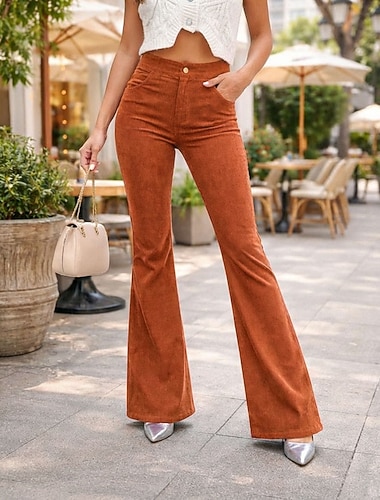  Dames Gloed Vakantie Modieus Streetwear Volledige lengte Hoge taille Comfortabel Zacht Inelastisch Streetwear Vakantie Formeel blauw Legergroen Wijn Donker Marine Lente Herfst Normale pasvorm